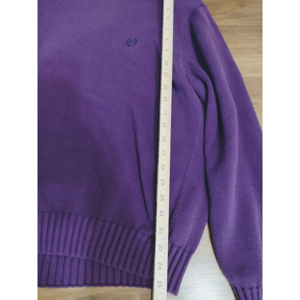 CHAPS Women's Sweater Large Purple 100% Cotton Thick Heavy Preppy - Picture 7 of 10